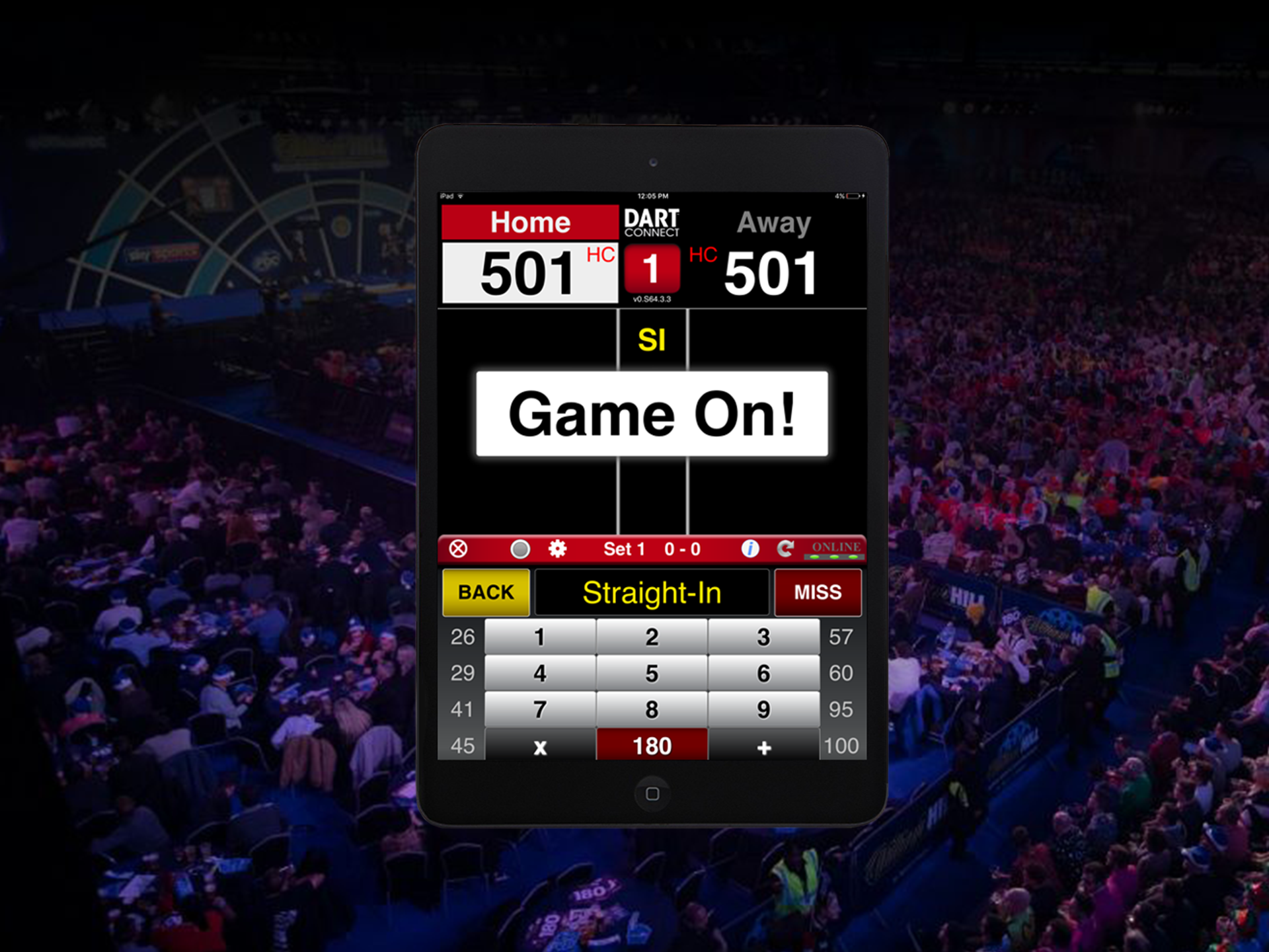 Darts scoreboard to illustrate a 501 game