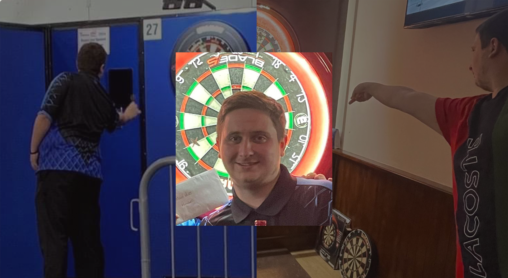 Collection of Lewis Dare playing darts